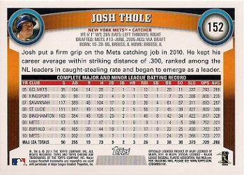 2011 Topps Chrome - Orange Refractors #152 Josh Thole Back