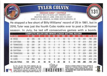 2011 Topps Chrome - Purple Refractors #131 Tyler Colvin Back