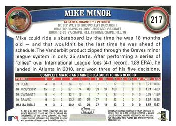 2011 Topps Chrome - Refractors #217 Mike Minor Back