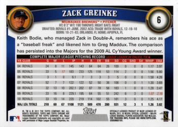 2011 Topps Chrome - Refractors #6 Zack Greinke Back