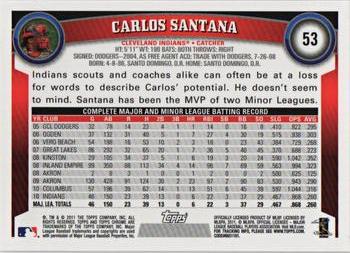 2011 Topps Chrome - Refractors #53 Carlos Santana Back