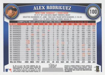 2011 Topps Chrome - Refractors #100 Alex Rodriguez Back