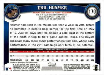 2011 Topps Chrome - Refractors #170 Eric Hosmer Back