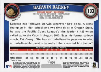 2011 Topps Chrome - Refractors #193 Darwin Barney Back