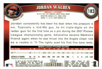 2011 Topps Chrome - Rookie Autographs Black Refractors #183 Jordan Walden Back