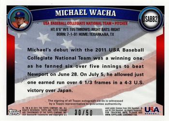 2011 Topps Chrome - USA Baseball Autographs Gold Refractors #USABB21 Michael Wacha Back