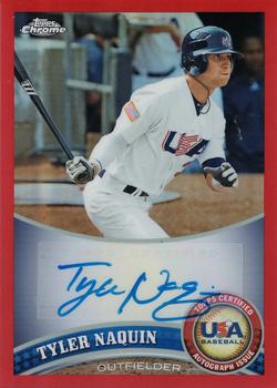 2011 Topps Chrome - USA Baseball Autographs Red Refractors #USABB17 Tyler Naquin Front