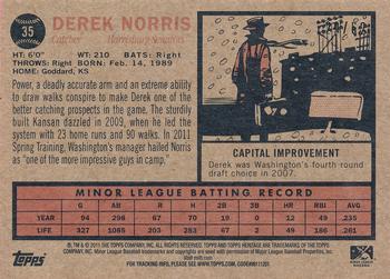 2011 Topps Heritage Minor League - Black Border #35 Derek Norris Back