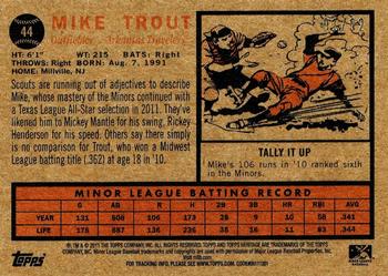 2011 Topps Heritage Minor League - Black Border #44 Mike Trout Back