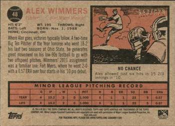2011 Topps Heritage Minor League - Blue Tint #48 Alex Wimmers Back
