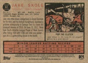 2011 Topps Heritage Minor League - Blue Tint #61 Jake Skole Back