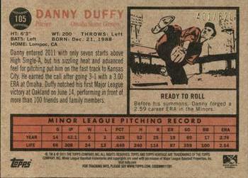 2011 Topps Heritage Minor League - Blue Tint #105 Danny Duffy Back