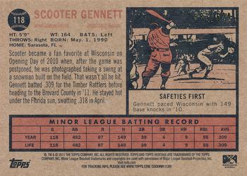 2011 Topps Heritage Minor League - Blue Tint #118 Scooter Gennett Back