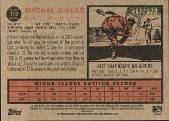 2011 Topps Heritage Minor League - Blue Tint #119 Mychal Givens Back
