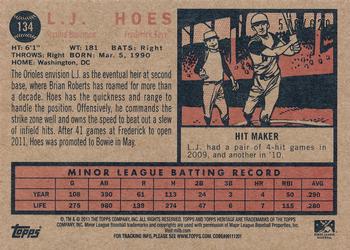 2011 Topps Heritage Minor League - Blue Tint #134 L.J. Hoes Back