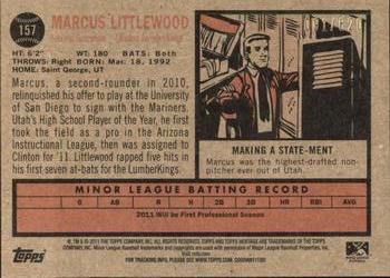 2011 Topps Heritage Minor League - Blue Tint #157 Marcus Littlewood Back