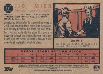 2011 Topps Heritage Minor League - Blue Tint #171 Jio Mier Back