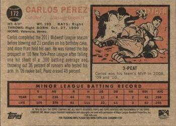 2011 Topps Heritage Minor League - Blue Tint #172 Carlos Perez Back