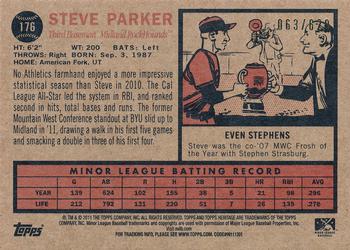 2011 Topps Heritage Minor League - Blue Tint #176 Steve Parker Back