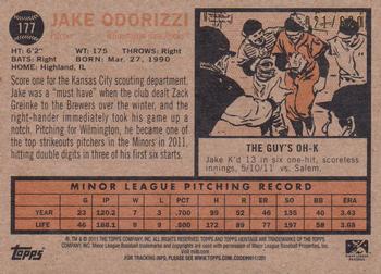 2011 Topps Heritage Minor League - Blue Tint #177 Jake Odorizzi Back