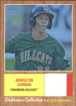 2011 Topps Heritage Minor League - Clubhouse Collection Relics Blue Tint #CCR-AS Andrelton Simmons Front