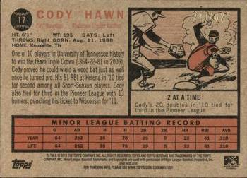 2011 Topps Heritage Minor League - Green Tint #17 Cody Hawn Back