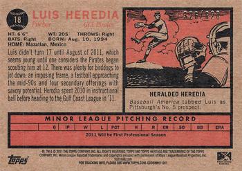 2011 Topps Heritage Minor League - Green Tint #18 Luis Heredia Back