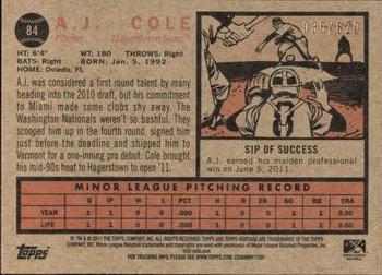 2011 Topps Heritage Minor League - Green Tint #84 A.J. Cole Back