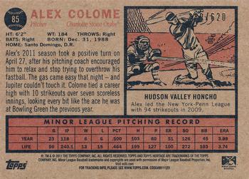 2011 Topps Heritage Minor League - Green Tint #85 Alex Colome Back