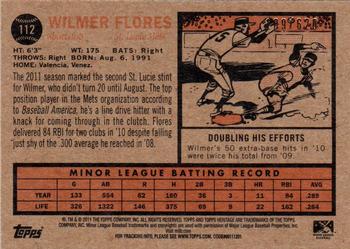 2011 Topps Heritage Minor League - Green Tint #112 Wilmer Flores Back