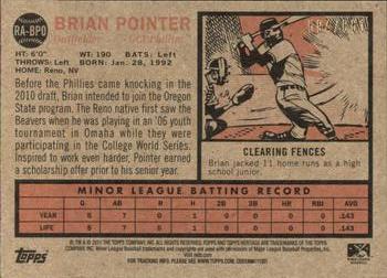 2011 Topps Heritage Minor League - Real One Autographs #RA-BPO Brian Pointer Back