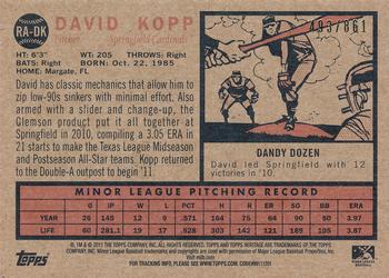 2011 Topps Heritage Minor League - Real One Autographs #RA-DK David Kopp Back