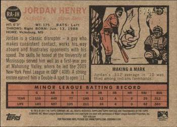 2011 Topps Heritage Minor League - Real One Autographs #RA-JH Jordan Henry Back
