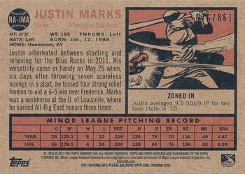 2011 Topps Heritage Minor League - Real One Autographs #RA-JMA Justin Marks Back
