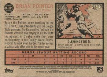 2011 Topps Heritage Minor League - Real One Autographs Blue Tint #RA-BP2 Brian Pointer Back