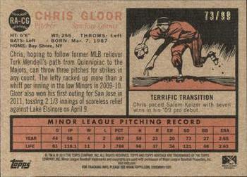2011 Topps Heritage Minor League - Real One Autographs Blue Tint #RA-CG Chris Gloor Back