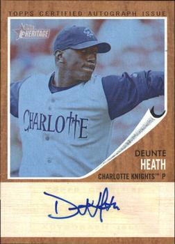 2011 Topps Heritage Minor League - Real One Autographs Blue Tint #RA-DH Deunte Heath Front