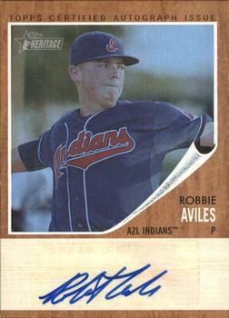 2011 Topps Heritage Minor League - Real One Autographs Blue Tint #RA-RA Robbie Aviles Front