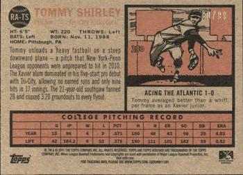 2011 Topps Heritage Minor League - Real One Autographs Blue Tint #RA-TS Tommy Shirley Back