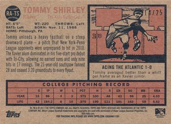 2011 Topps Heritage Minor League - Real One Autographs Red Tint #RA-TS Tommy Shirley Back