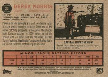 2011 Topps Heritage Minor League - Red Tint #35 Derek Norris Back