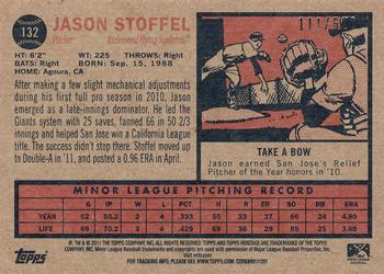 2011 Topps Heritage Minor League - Red Tint #132 Jason Stoffel Back