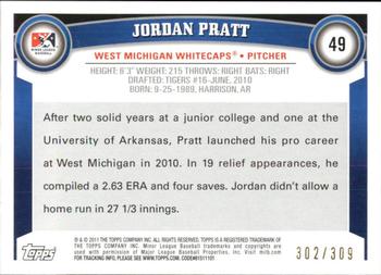 2011 Topps Pro Debut - Blue #49 Jordan Pratt Back