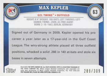 2011 Topps Pro Debut - Blue #63 Max Kepler Back