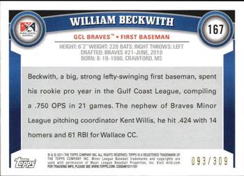 2011 Topps Pro Debut - Blue #167 William Beckwith Back