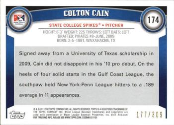 2011 Topps Pro Debut - Blue #174 Colton Cain Back
