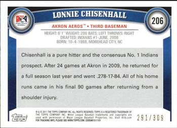 2011 Topps Pro Debut - Blue #206 Lonnie Chisenhall Back