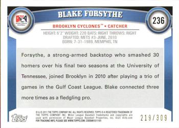 2011 Topps Pro Debut - Blue #236 Blake Forsythe Back