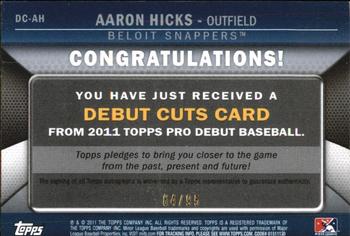 2011 Topps Pro Debut - Debut Cuts #DC-AH Aaron Hicks Back