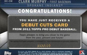2011 Topps Pro Debut - Debut Cuts #DC-CM Clark Murphy Back